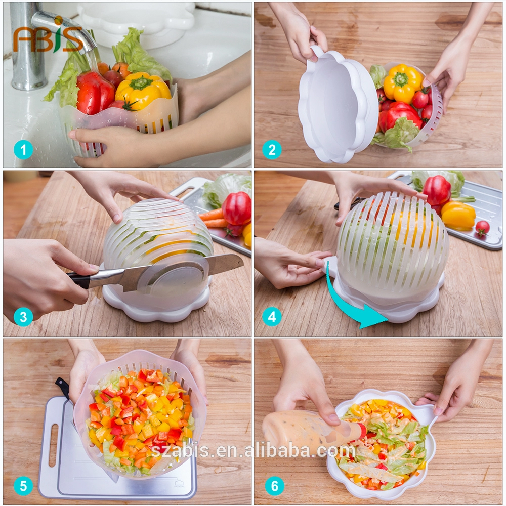 Factory price wholesale vegetable salad cutting bowl high quality fruit salad cutter