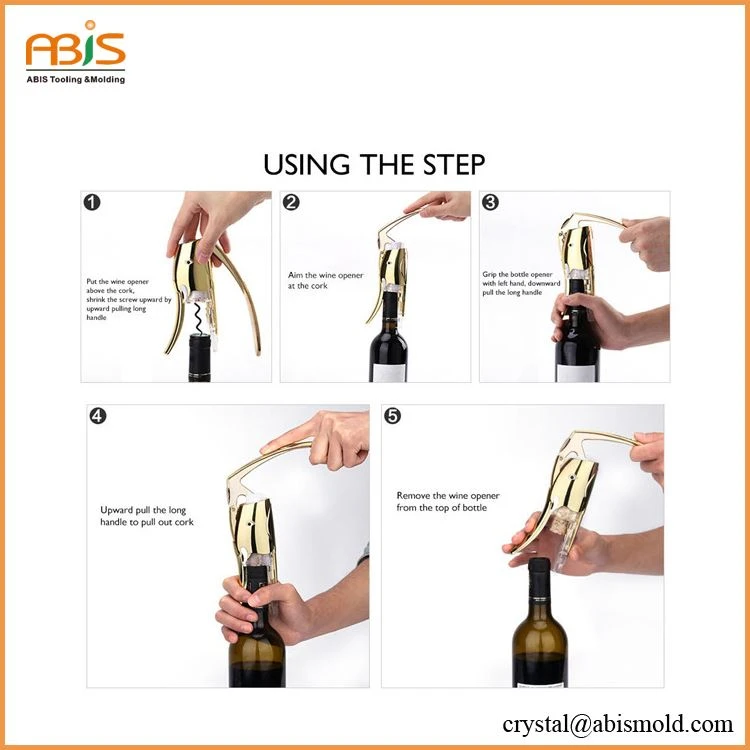 wine opener for using the step