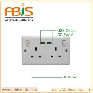 Double Gang Wall Mounted USB Electric Switch Socket