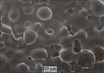 Figure 7.7 SEM image of the sintered iron-cobalt-vanadium prealloy material. Figure 7.7 SEM image of the sintered iron-cobalt-vanadium prealloy material.